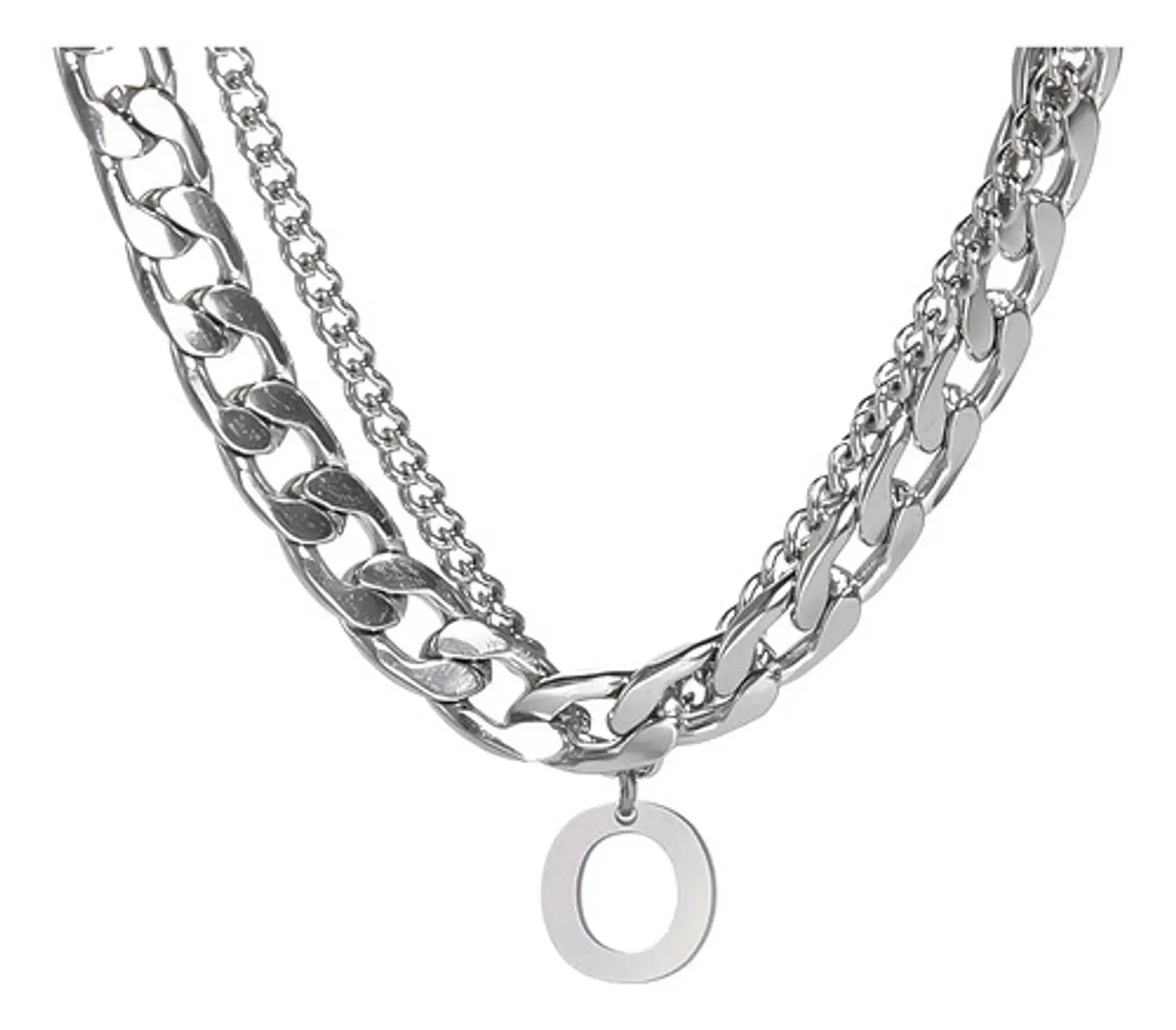 Collar Para Hombre Mujer Con Dije Letras Iniciales De Acero 55