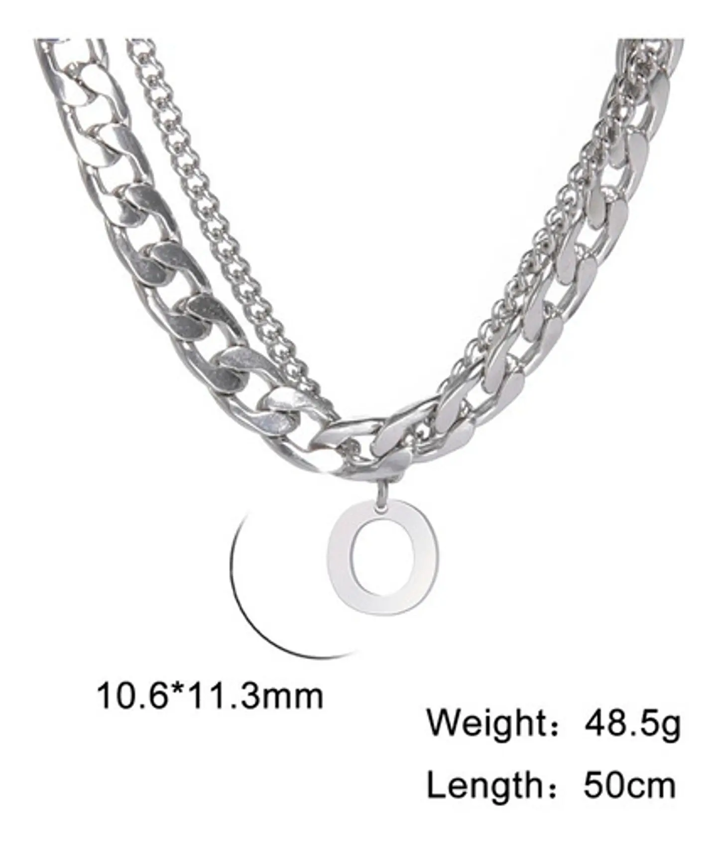 Collar Para Hombre Mujer Con Dije Letras Iniciales De Acero 58
