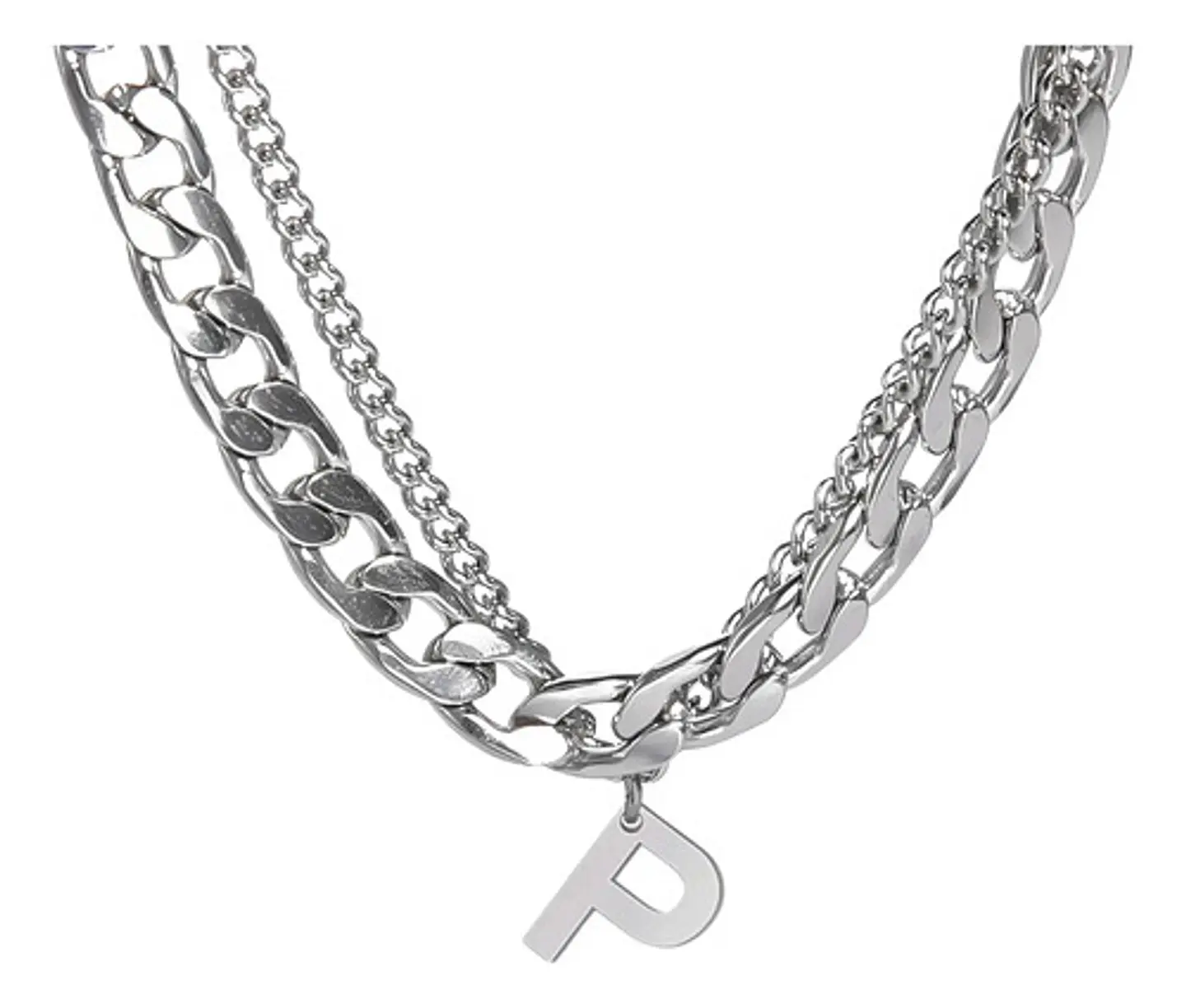 Collar Para Hombre Mujer Con Dije Letras Iniciales De Acero 59