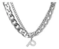 Collar Para Hombre Mujer Con Dije Letras Iniciales De Acero - Miniatura 59
