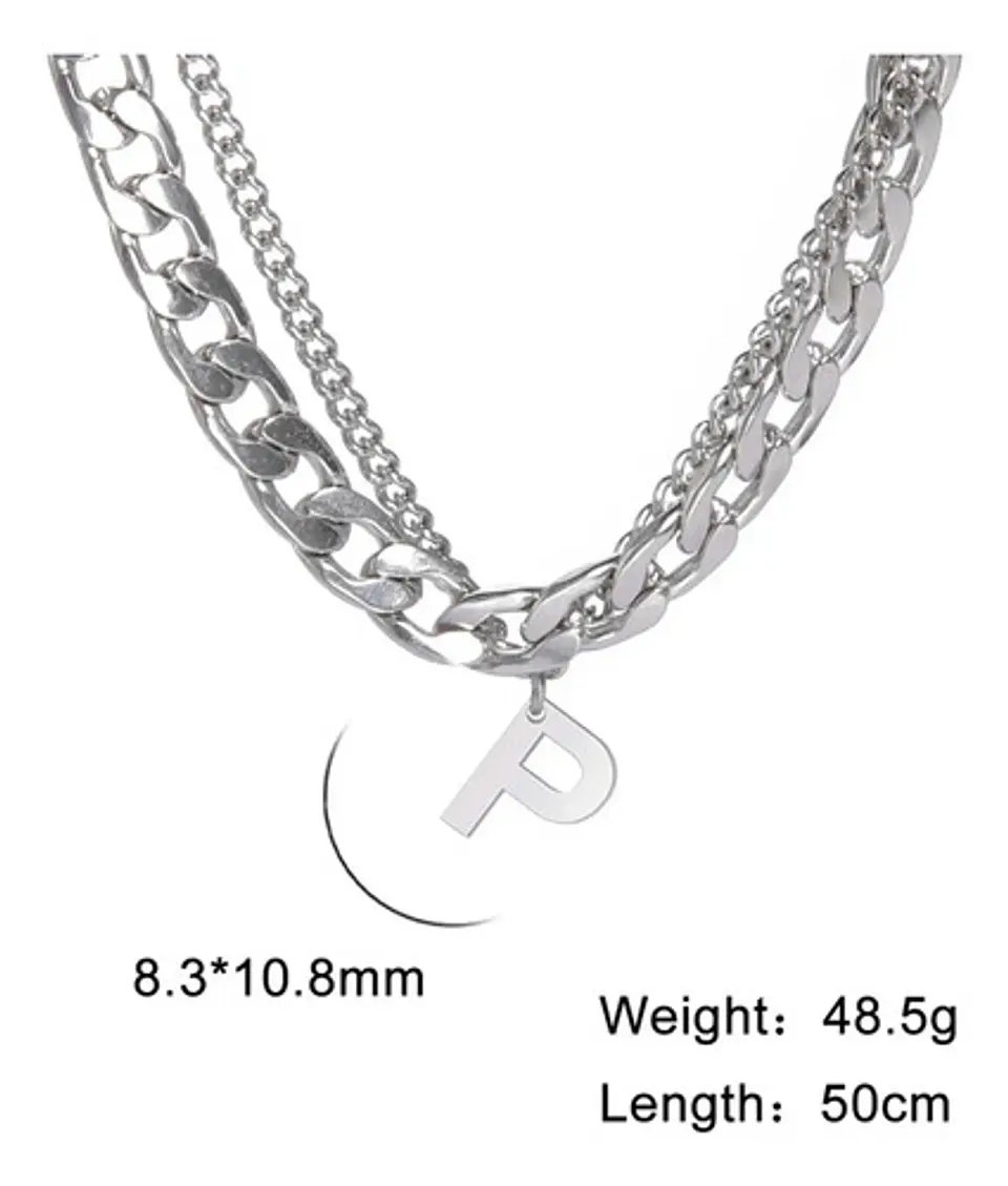 Collar Para Hombre Mujer Con Dije Letras Iniciales De Acero 62