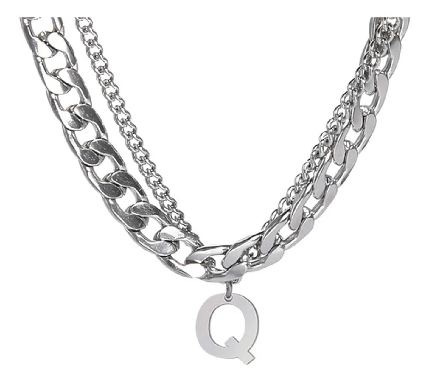 Collar Para Hombre Mujer Con Dije Letras Iniciales De Acero 66