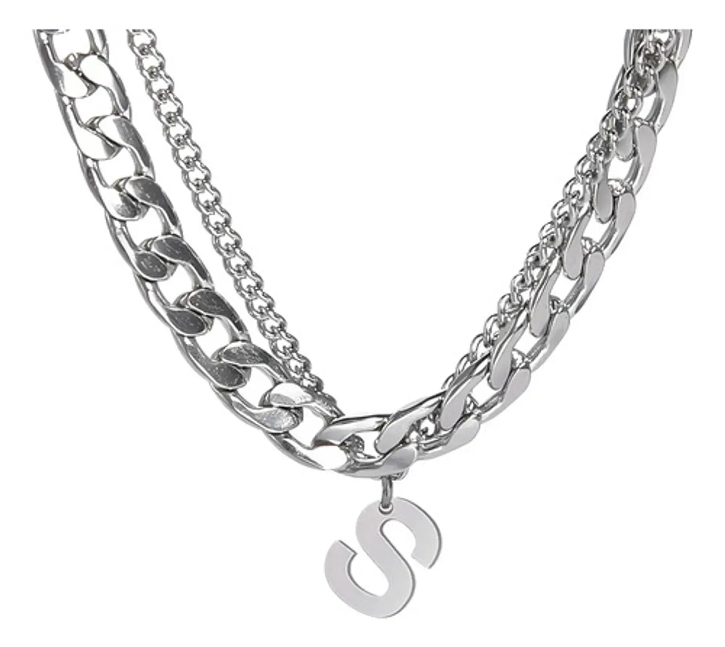 Collar Para Hombre Mujer Con Dije Letras Iniciales De Acero 71