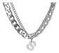 Collar Para Hombre Mujer Con Dije Letras Iniciales De Acero - Miniatura 71