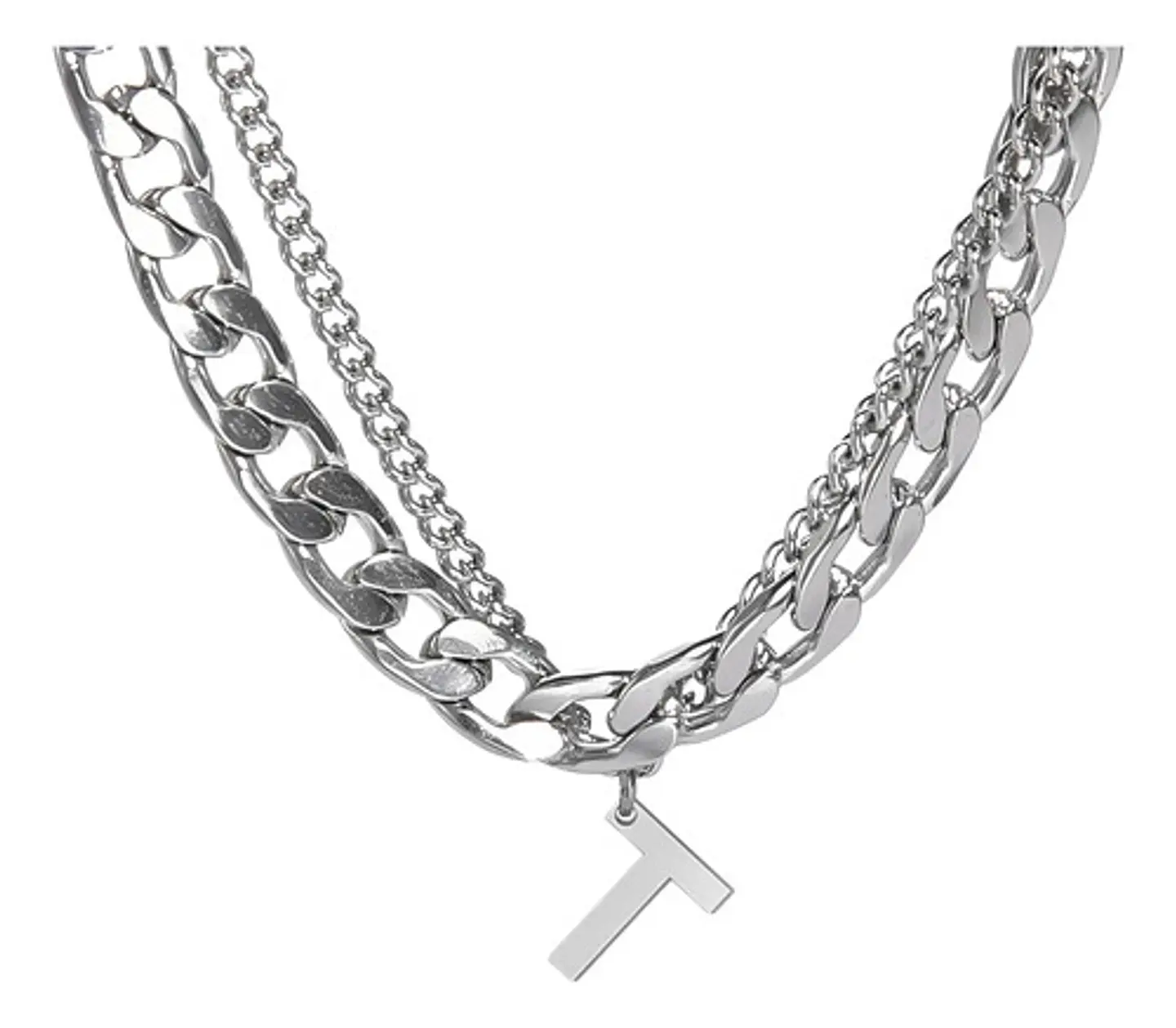 Collar Para Hombre Mujer Con Dije Letras Iniciales De Acero 75