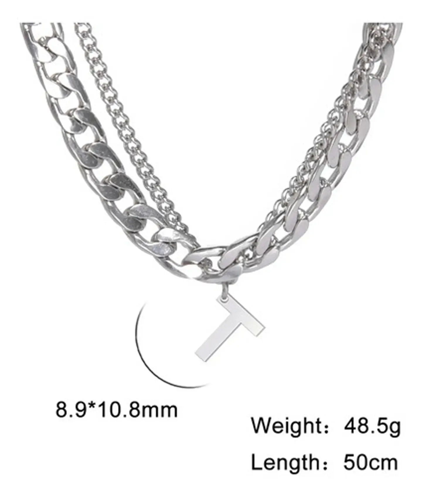Collar Para Hombre Mujer Con Dije Letras Iniciales De Acero 78