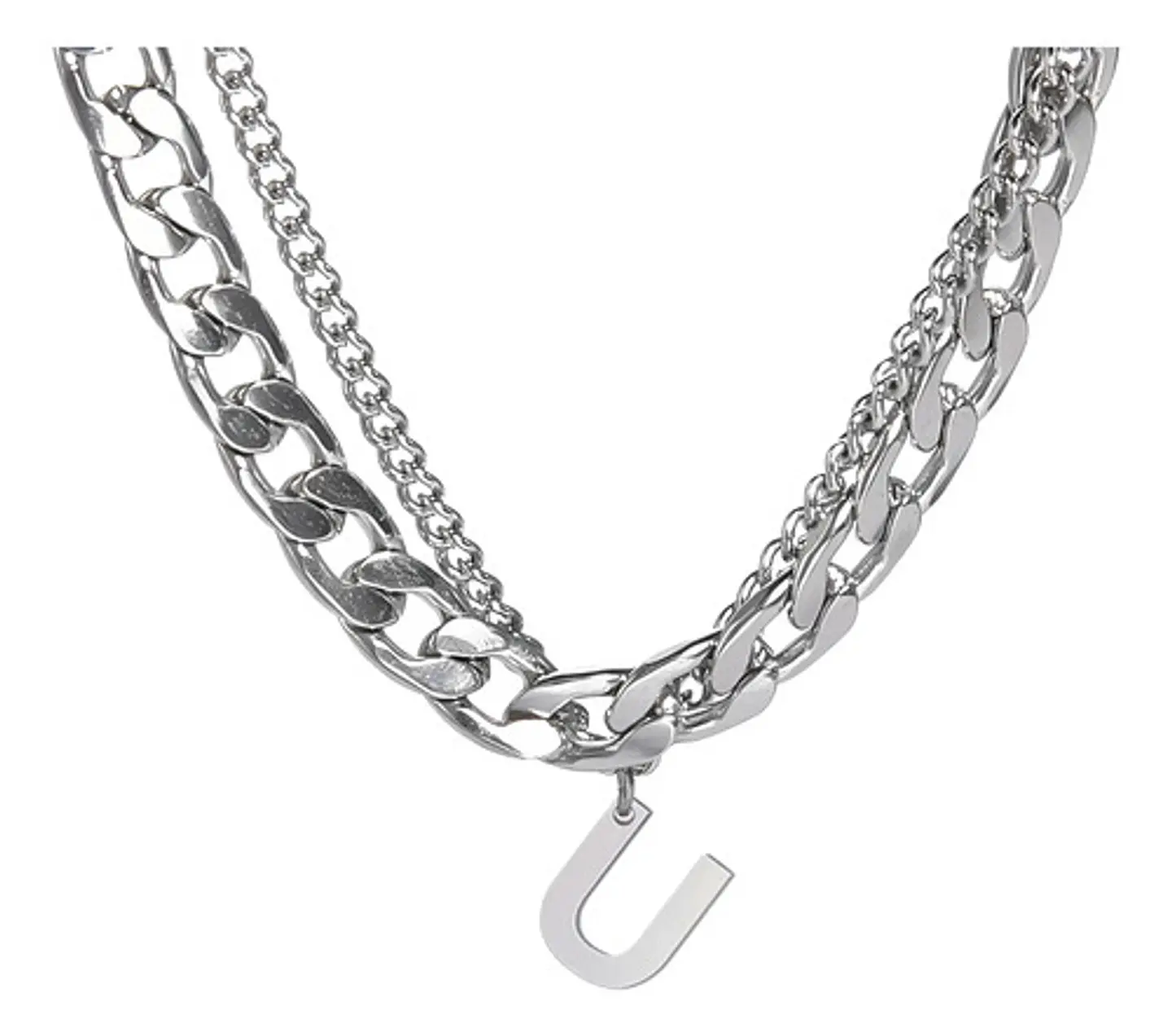 Collar Para Hombre Mujer Con Dije Letras Iniciales De Acero 79