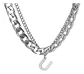 Collar Para Hombre Mujer Con Dije Letras Iniciales De Acero - Miniatura 79