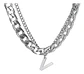 Collar Para Hombre Mujer Con Dije Letras Iniciales De Acero - Miniatura 83