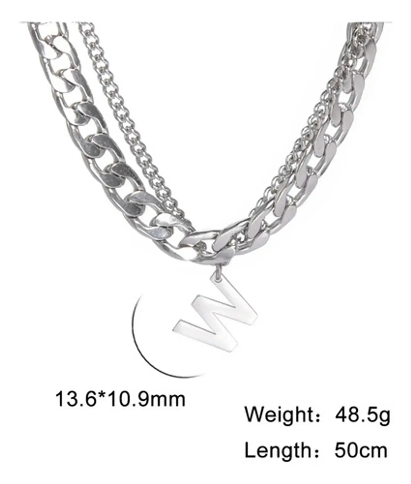 Collar Para Hombre Mujer Con Dije Letras Iniciales De Acero 87