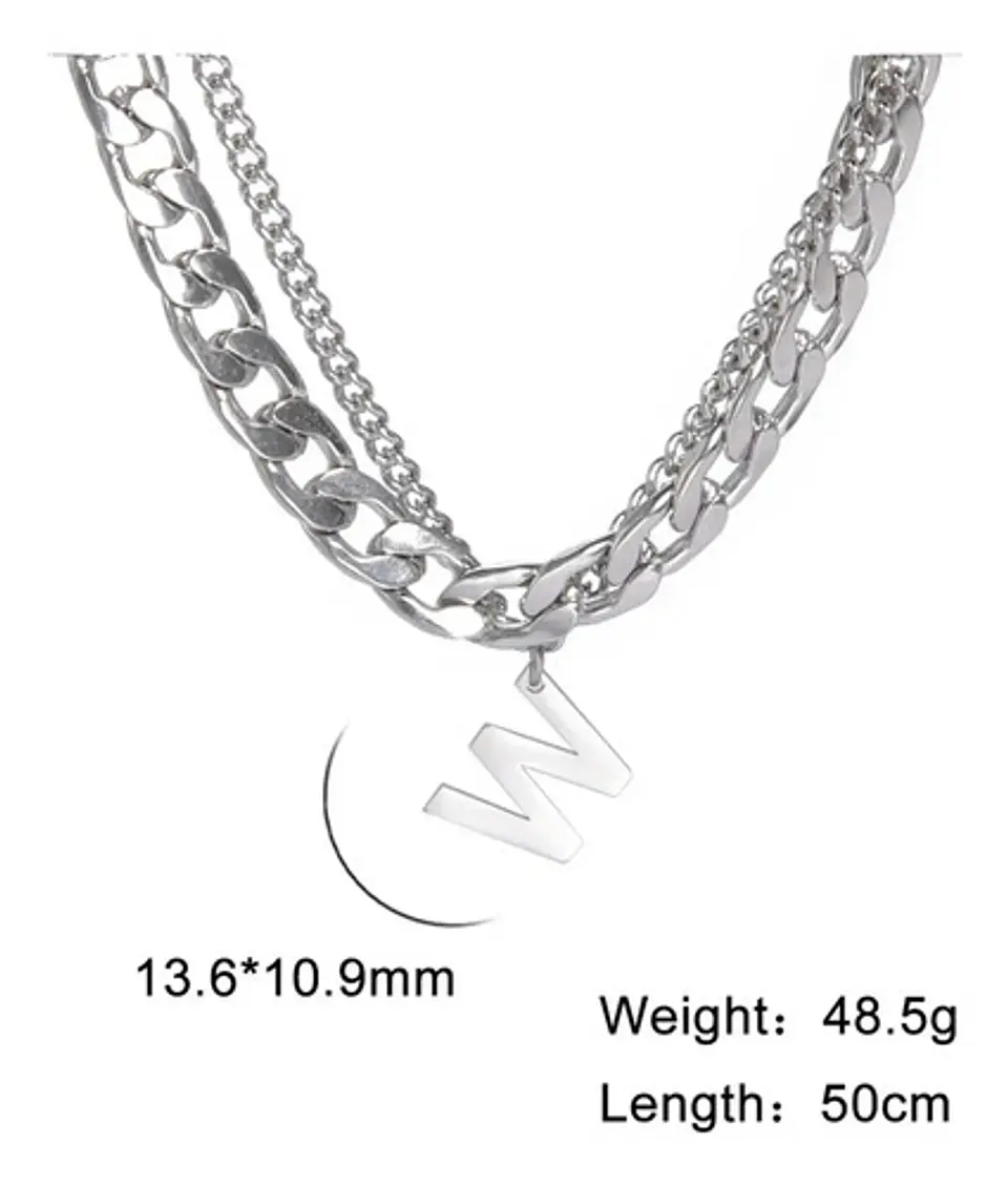 Collar Para Hombre Mujer Con Dije Letras Iniciales De Acero 87