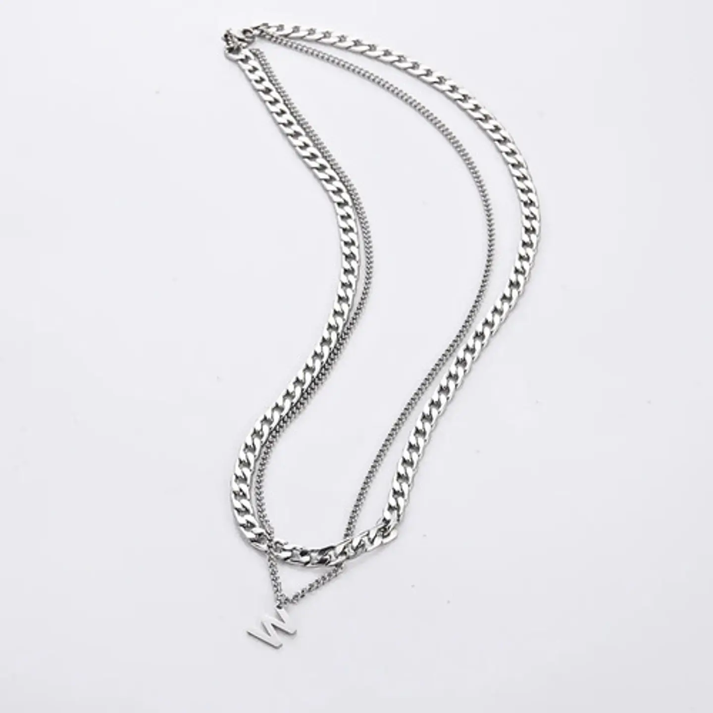 Collar Para Hombre Mujer Con Dije Letras Iniciales De Acero 90