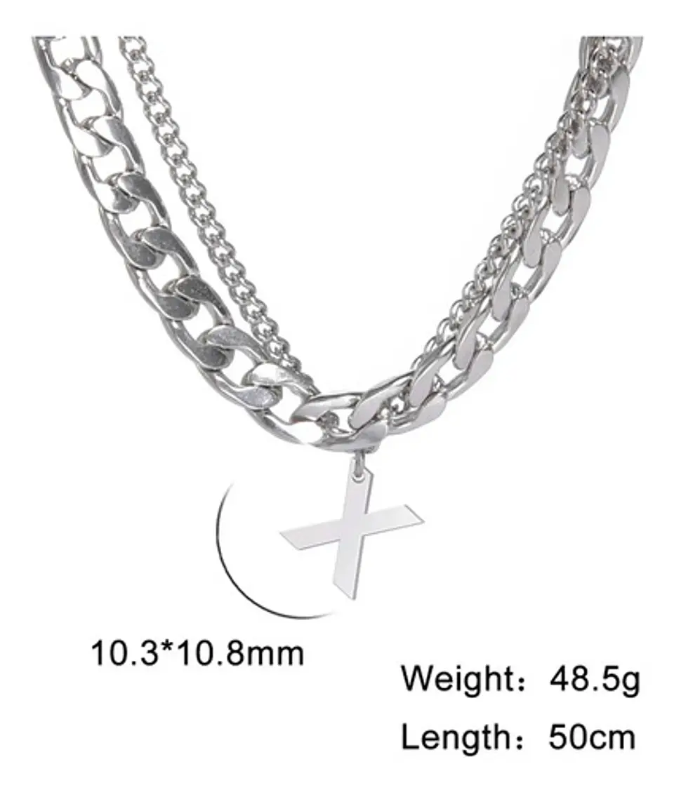 Collar Para Hombre Mujer Con Dije Letras Iniciales De Acero 93