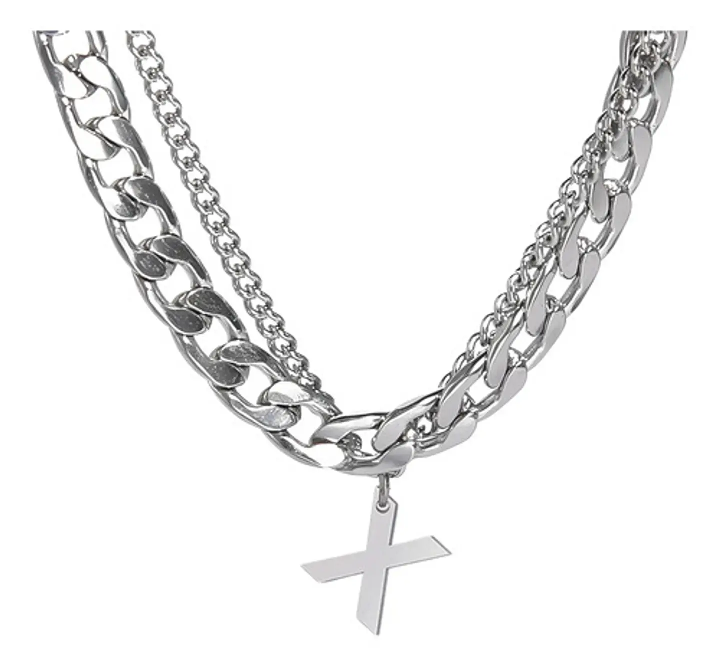 Collar Para Hombre Mujer Con Dije Letras Iniciales De Acero 96
