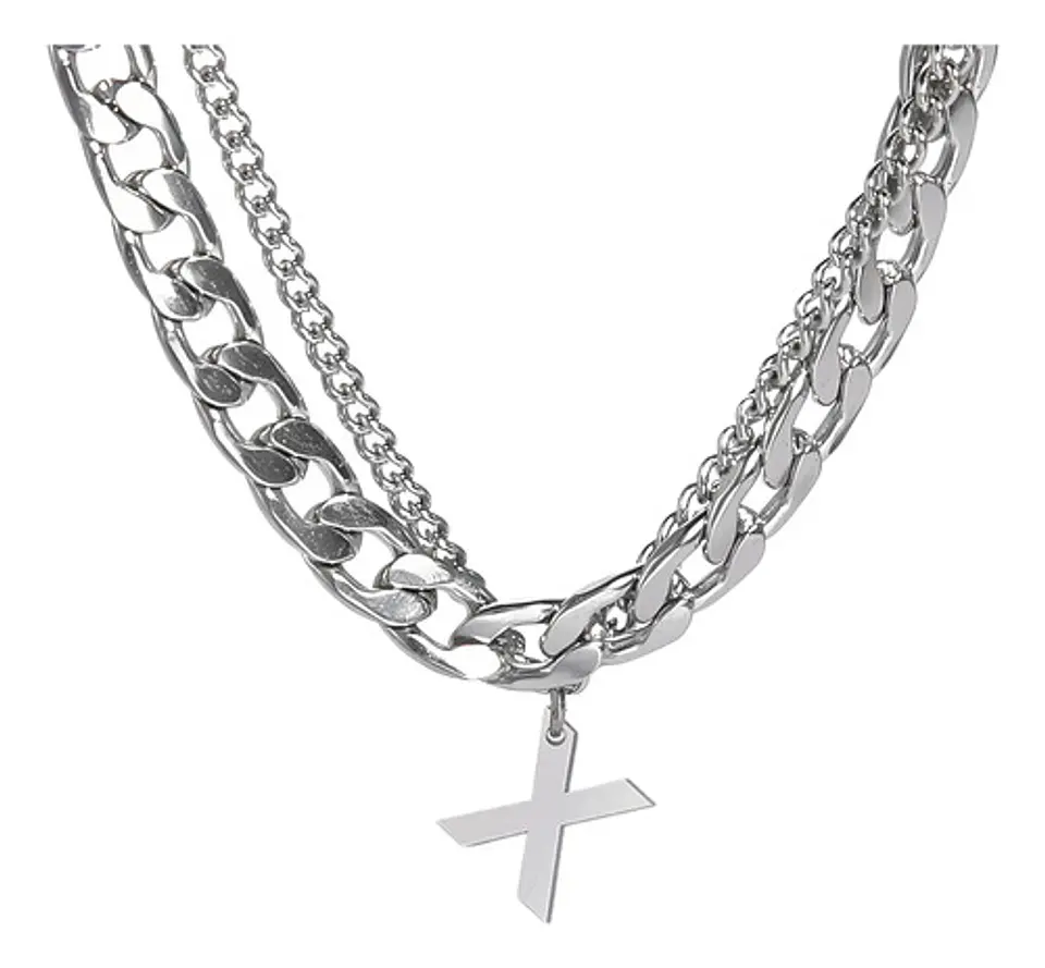 Collar Para Hombre Mujer Con Dije Letras Iniciales De Acero 96