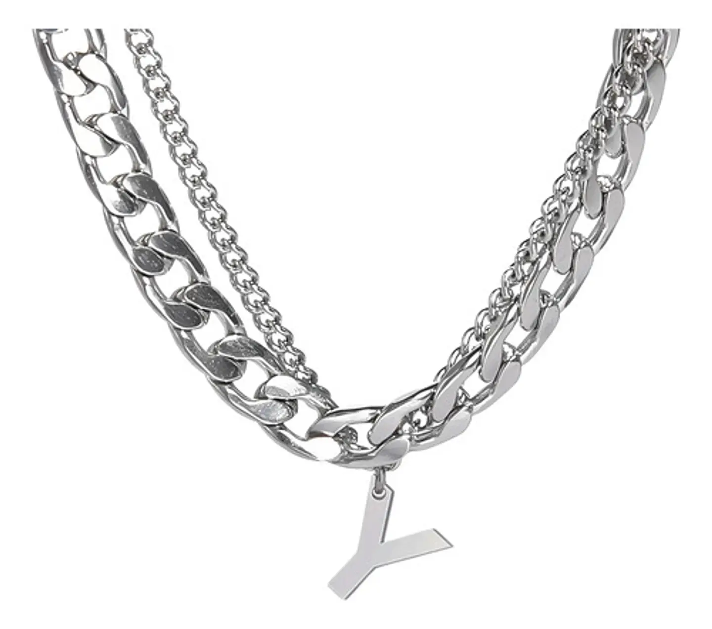 Collar Para Hombre Mujer Con Dije Letras Iniciales De Acero 97