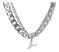 Collar Para Hombre Mujer Con Dije Letras Iniciales De Acero - Miniatura 97