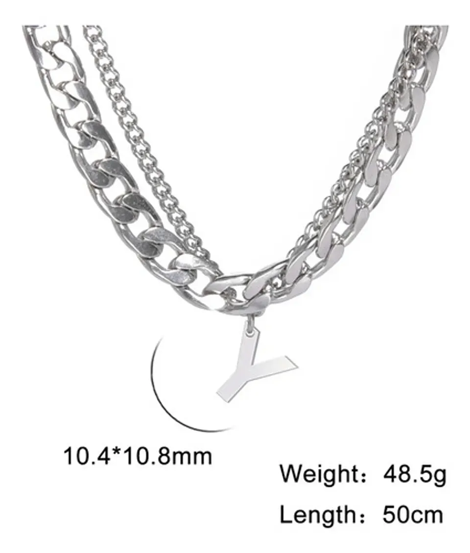 Collar Para Hombre Mujer Con Dije Letras Iniciales De Acero 100