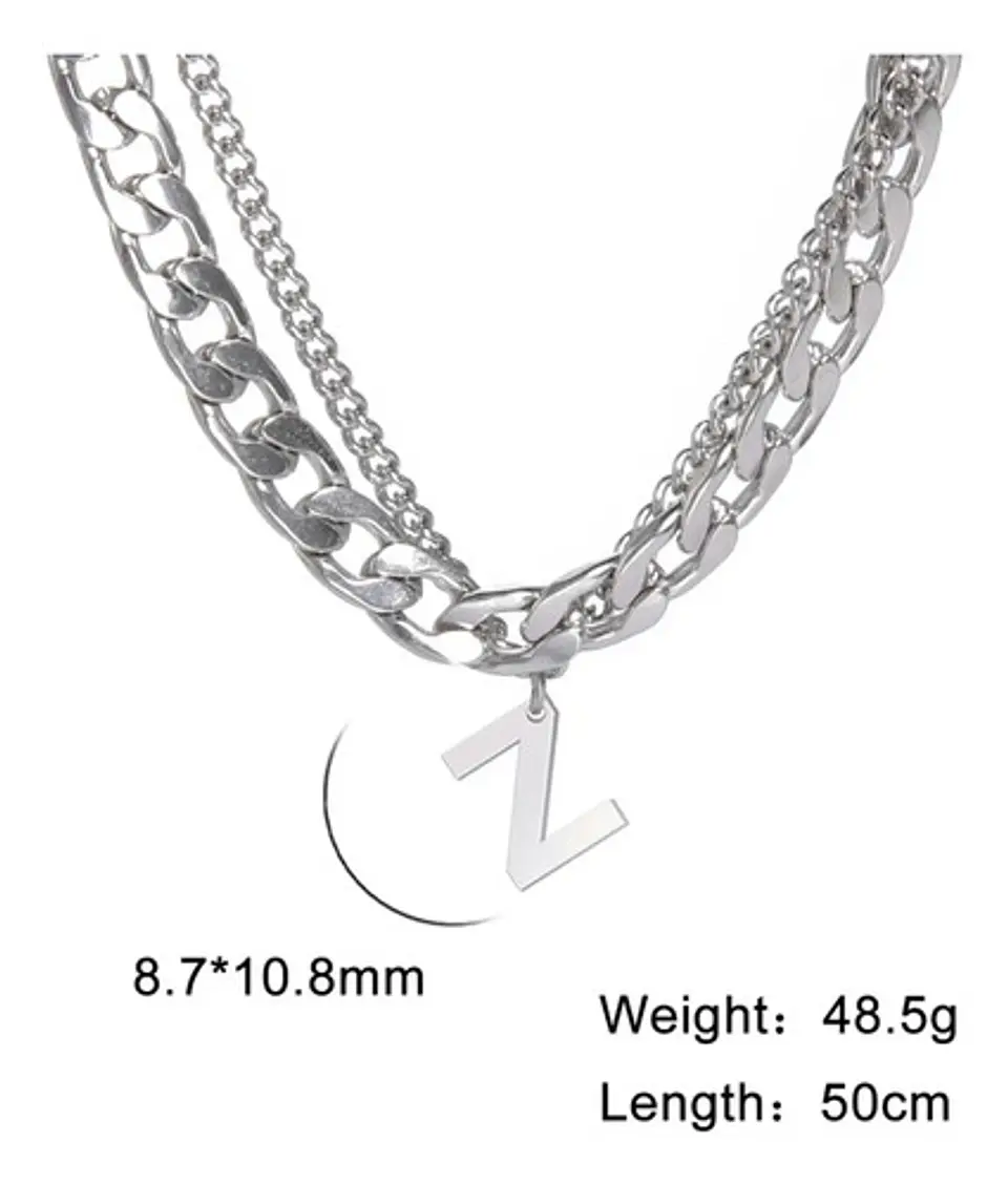 Collar Para Hombre Mujer Con Dije Letras Iniciales De Acero 101
