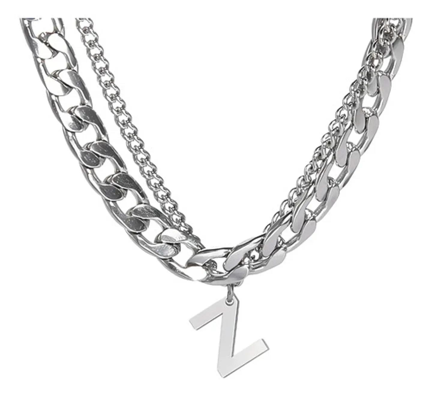 Collar Para Hombre Mujer Con Dije Letras Iniciales De Acero 103