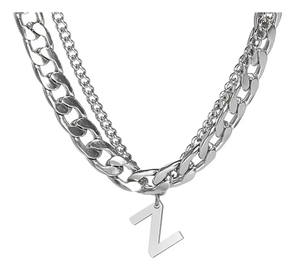Collar Para Hombre Mujer Con Dije Letras Iniciales De Acero 103