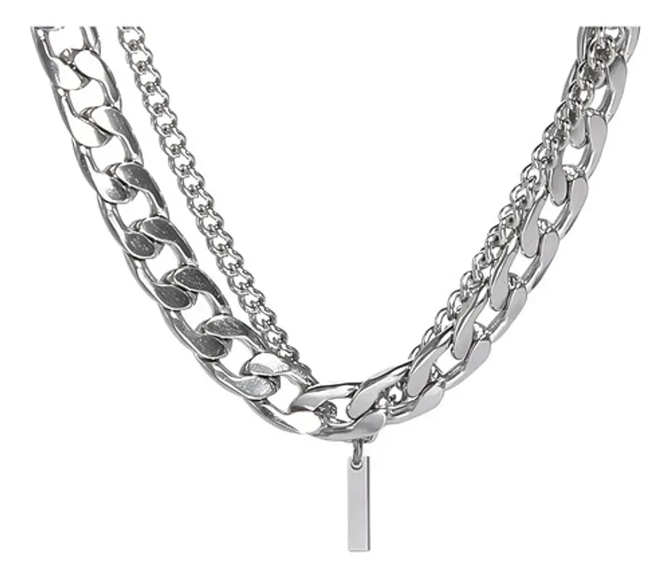 Collar Para Hombre Mujer Con Dije Letras Iniciales De Acero 105