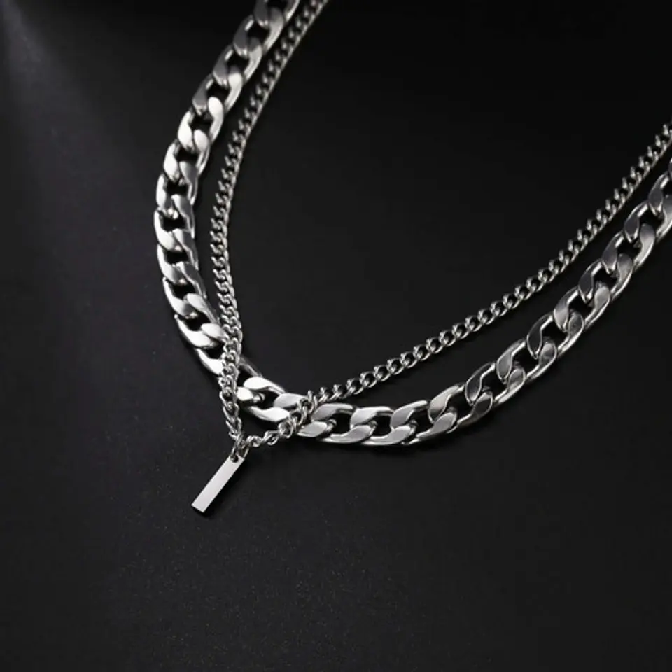 Collar Para Hombre Mujer Con Dije Letras Iniciales De Acero 106