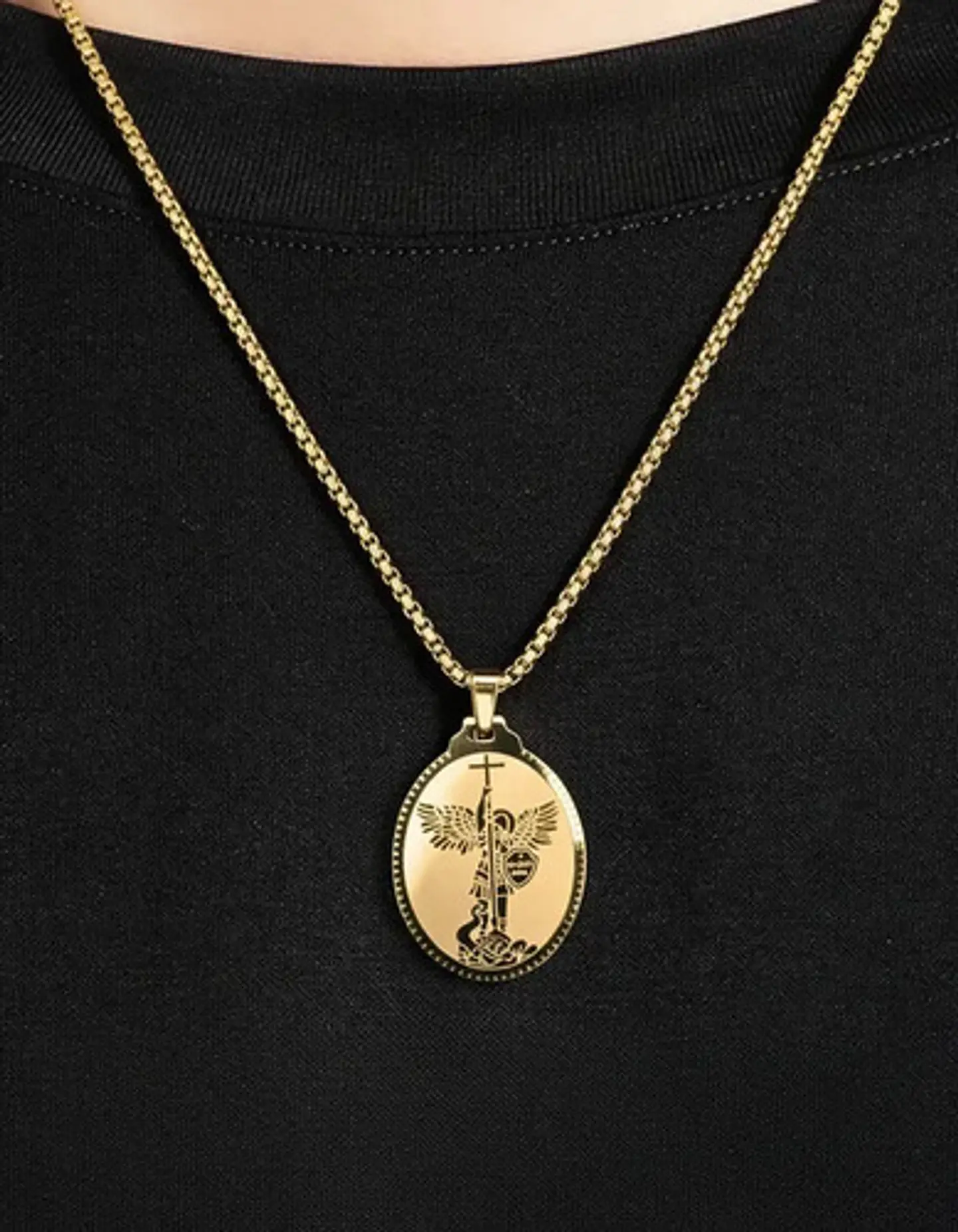 Collar De Acero Para Hombre Y Mujer Dije Arcángel San Miguel 7