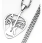 Collar Para Hombre Mujer Dije Pua Guitarra Rock Color Plata - Miniatura 3