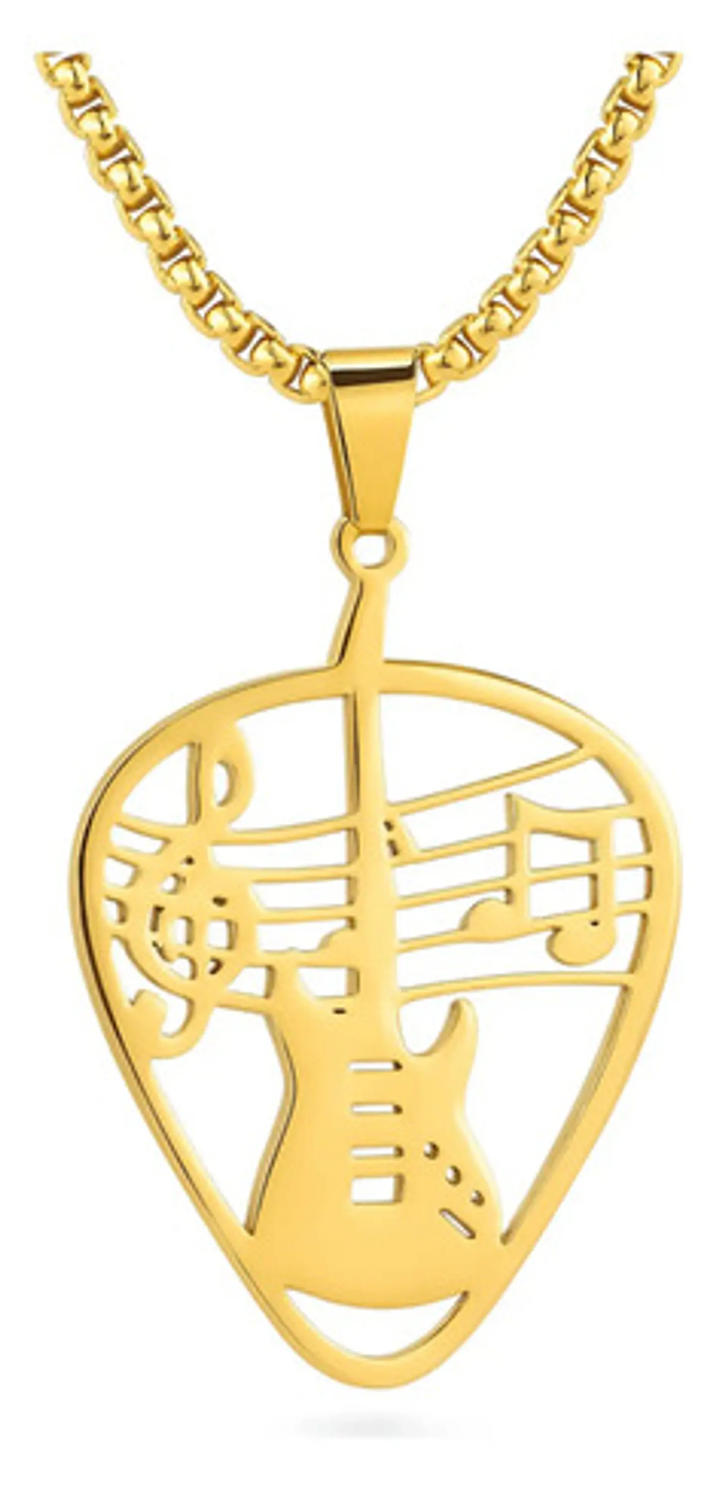 Collar Para Hombre Mujer Dije Pua Guitarra Rock Color Plata 10