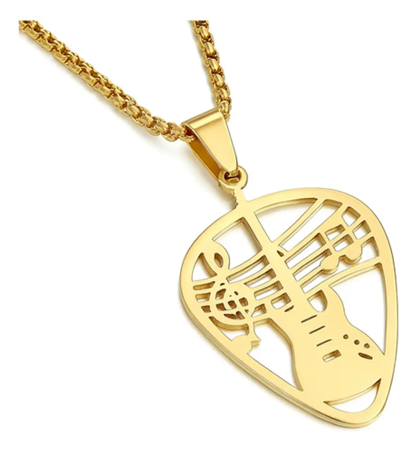 Collar Para Hombre Mujer Dije Pua Guitarra Rock Color Plata 11