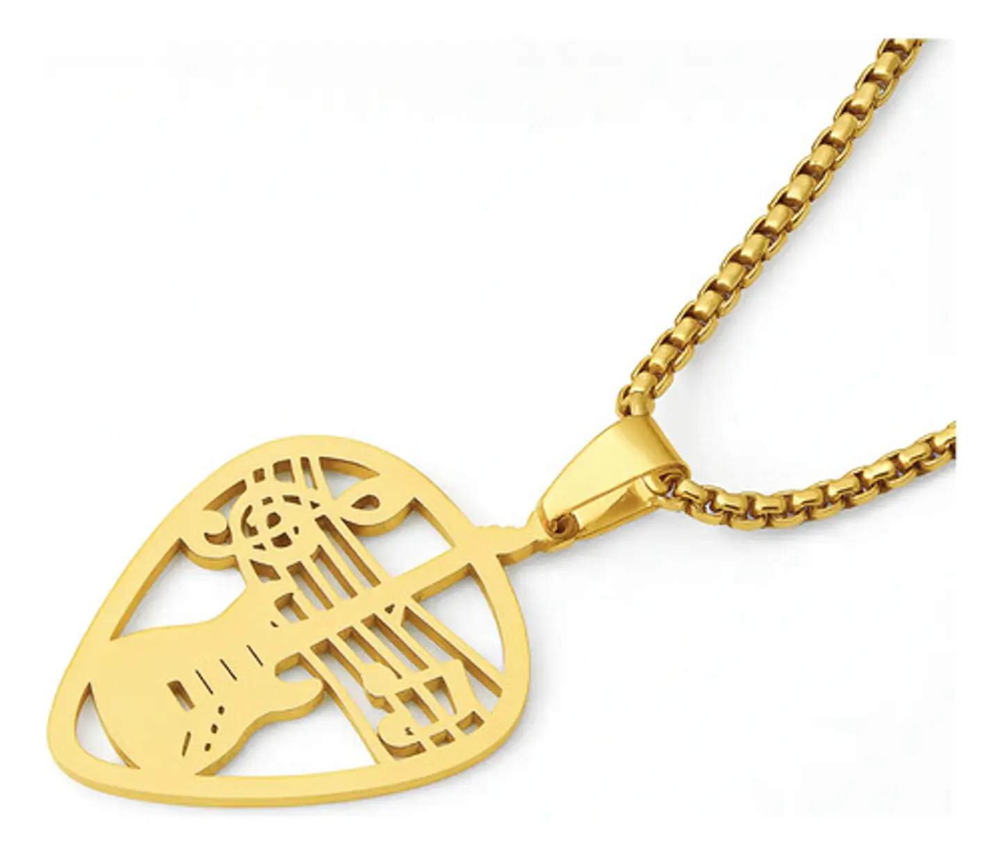 Collar Para Hombre Mujer Dije Pua Guitarra Rock Color Plata 12