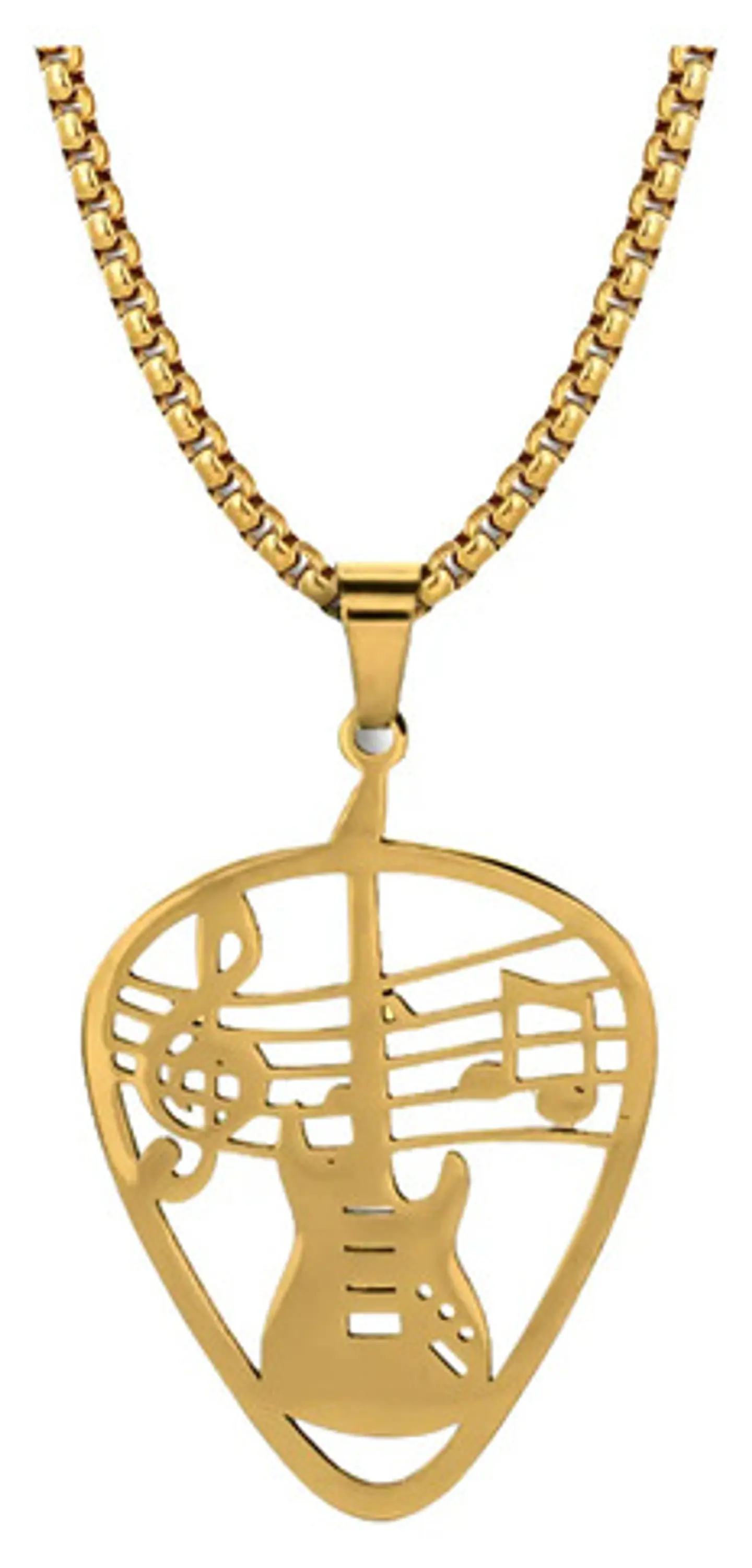 Collar Para Hombre Mujer Dije Pua Guitarra Rock Color Plata 13