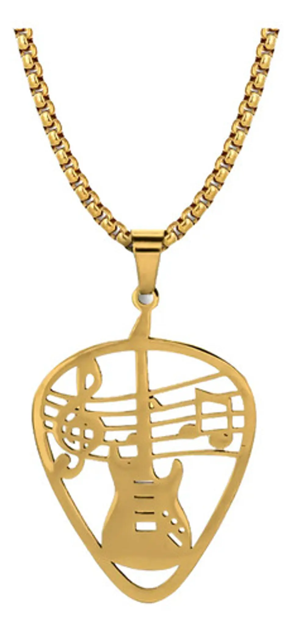 Collar Para Hombre Mujer Dije Pua Guitarra Rock Color Plata 13