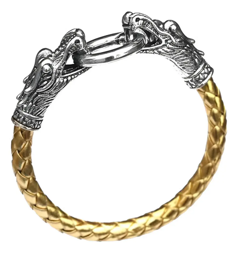 Pulsera Brazalete Manilla Trenzada Cuero Dragon Para Hombre 4