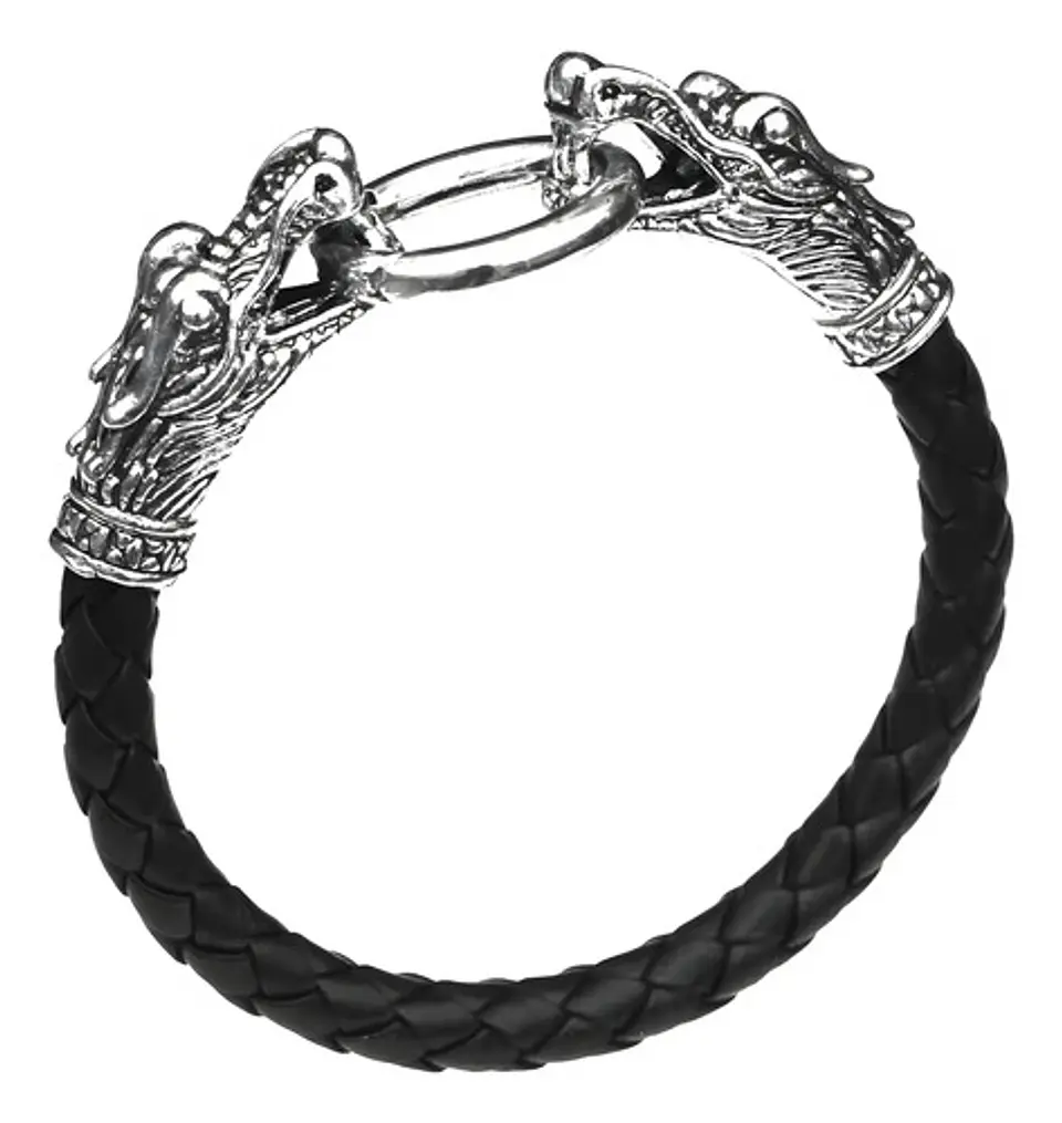 Pulsera Brazalete Manilla Trenzada Cuero Dragon Para Hombre 7