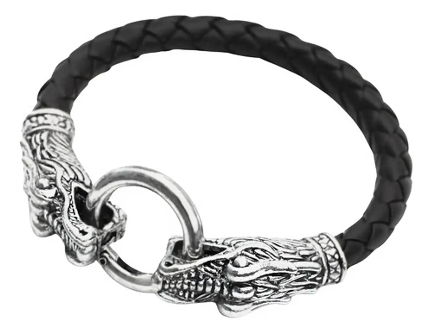 Pulsera Brazalete Manilla Trenzada Cuero Dragon Para Hombre 10
