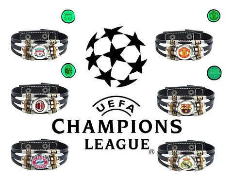 Pulsera Manilla Cuero Champions League Club Luminoso Hombre