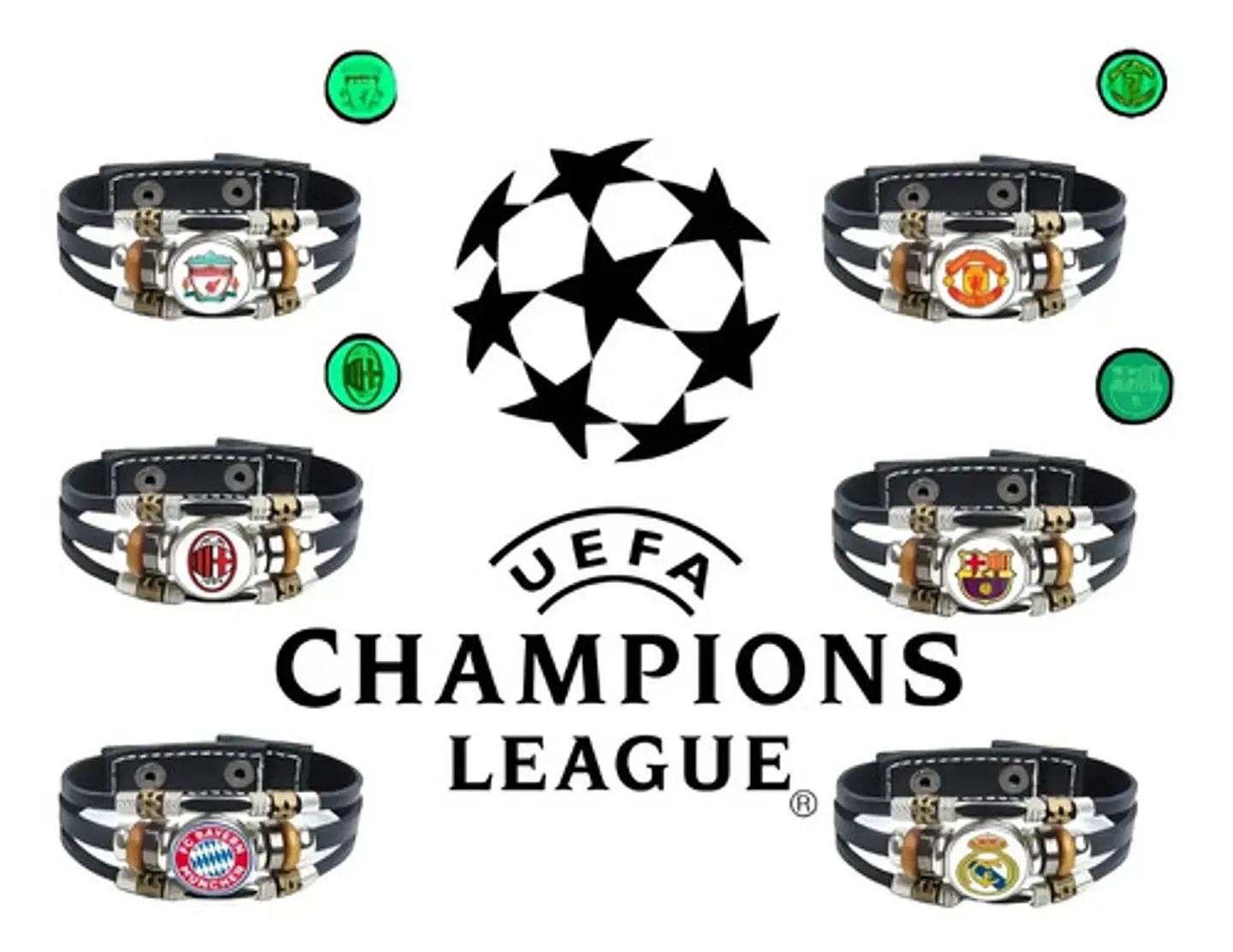 Pulsera Manilla Cuero Champions League Club Luminoso Hombre 2