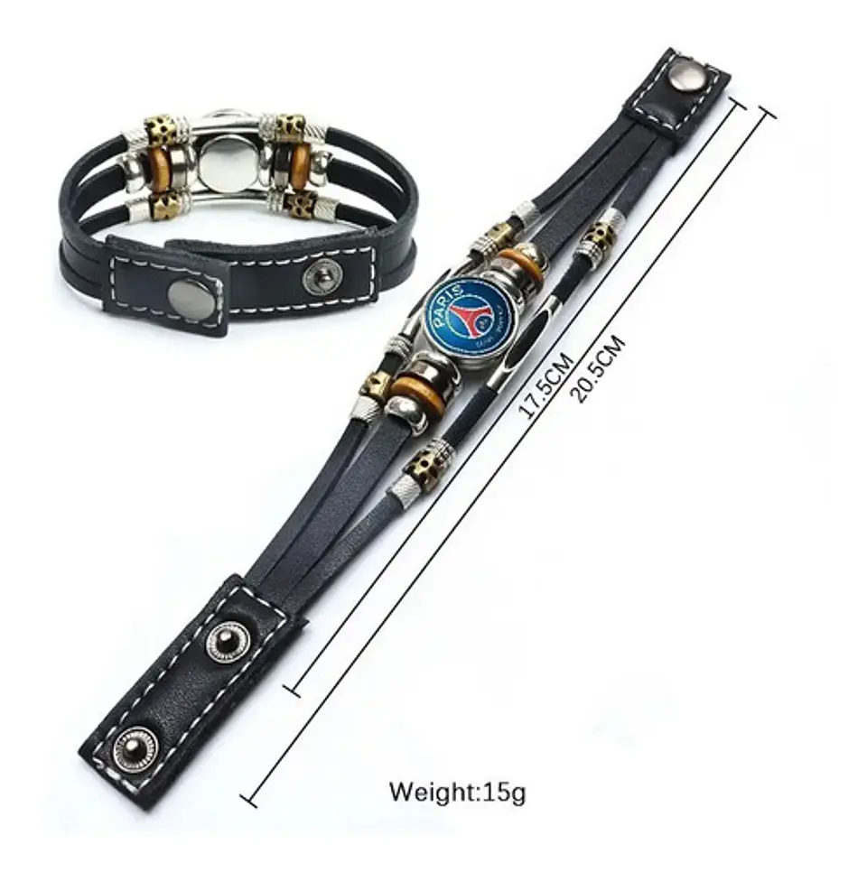 Pulsera Manilla Cuero Champions League Club Luminoso Hombre 7