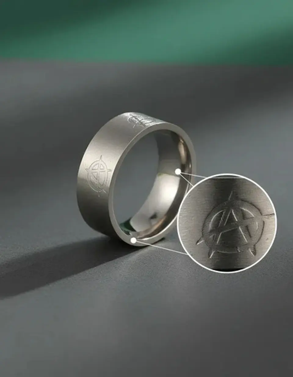 Anillo De Acero Para Hombres Y Mujeres Grabado A De Anarquía 14