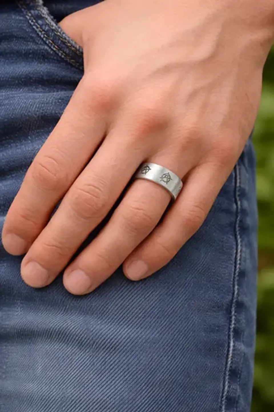 Anillo De Acero Para Hombres Y Mujeres Grabado A De Anarquía 15