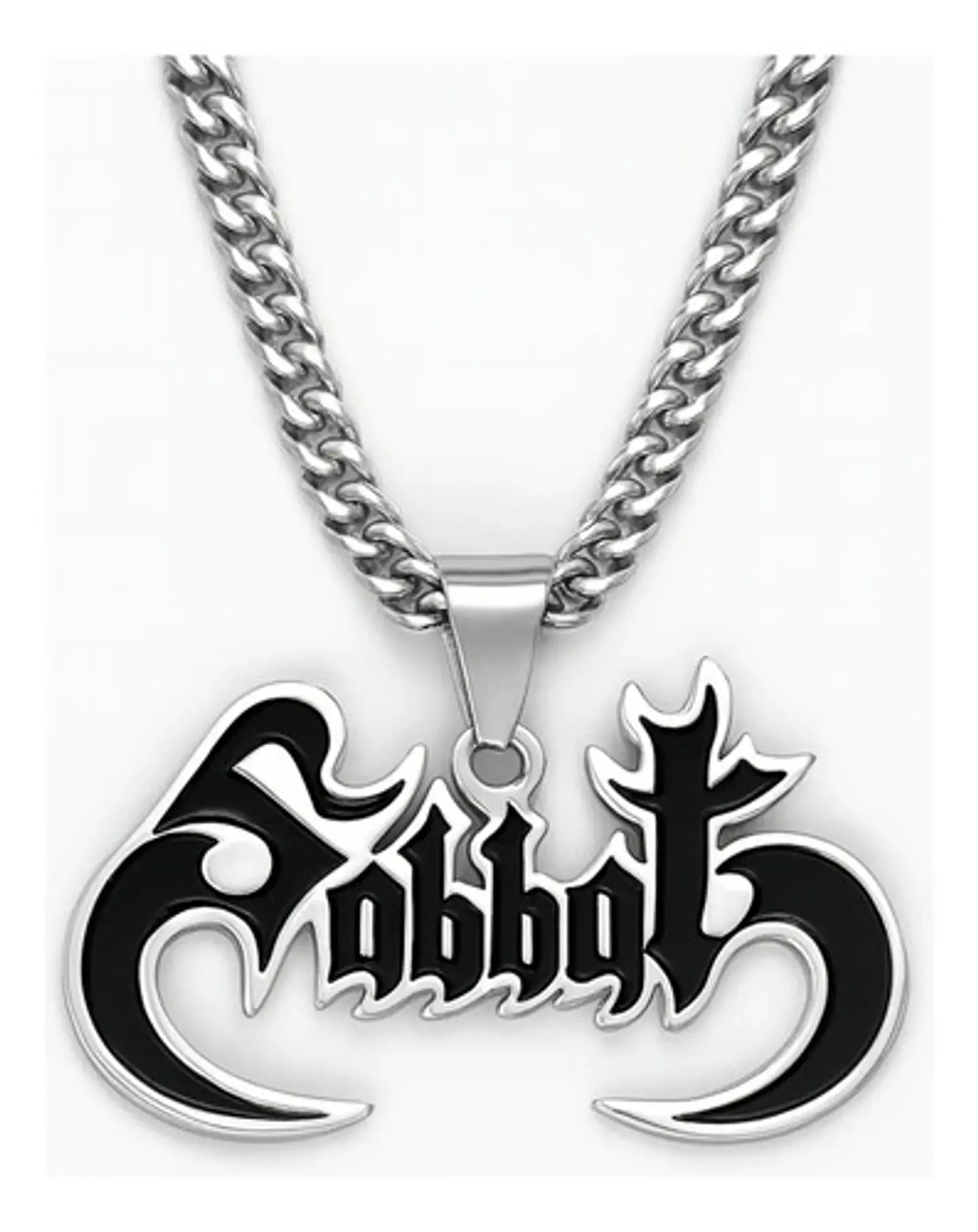 Collar Hombre Y Mujer Dije Color Plata Banda De Metal Sabbat 2