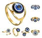Anillo Amuleto Mujer Con Ojo Del Mal Turco Acero Color Oro - Miniatura 1