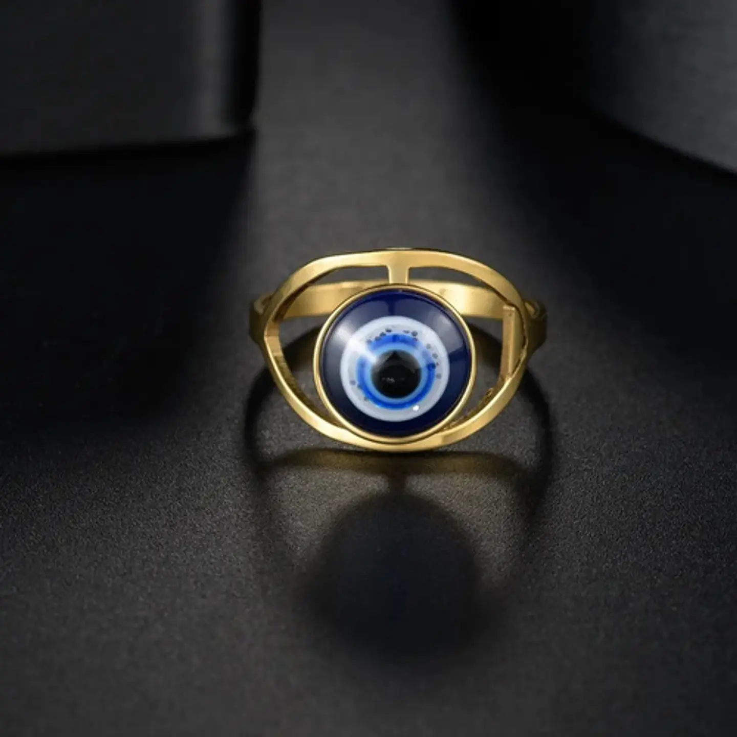 Anillo Amuleto Mujer Con Ojo Del Mal Turco Acero Color Oro 4
