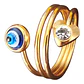 Anillo Amuleto Mujer Con Ojo Del Mal Turco Acero Color Oro - Miniatura 16