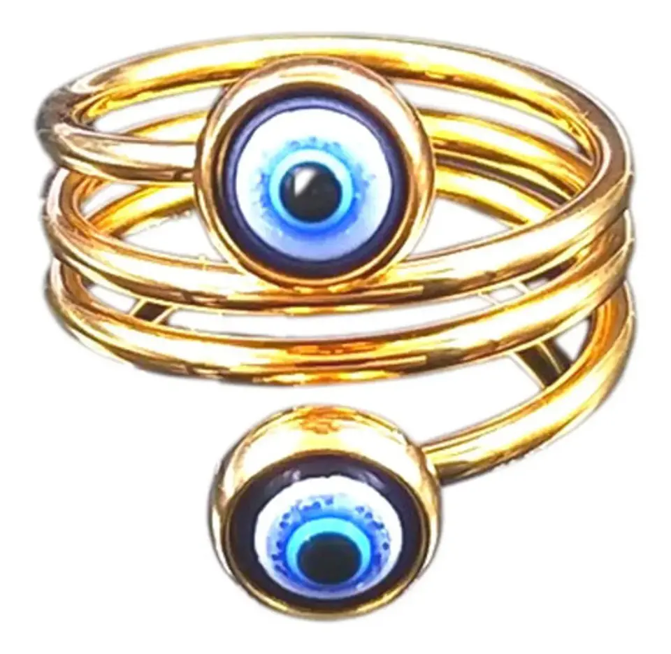 Anillo Amuleto Mujer Con Ojo Del Mal Turco Acero Color Oro 17