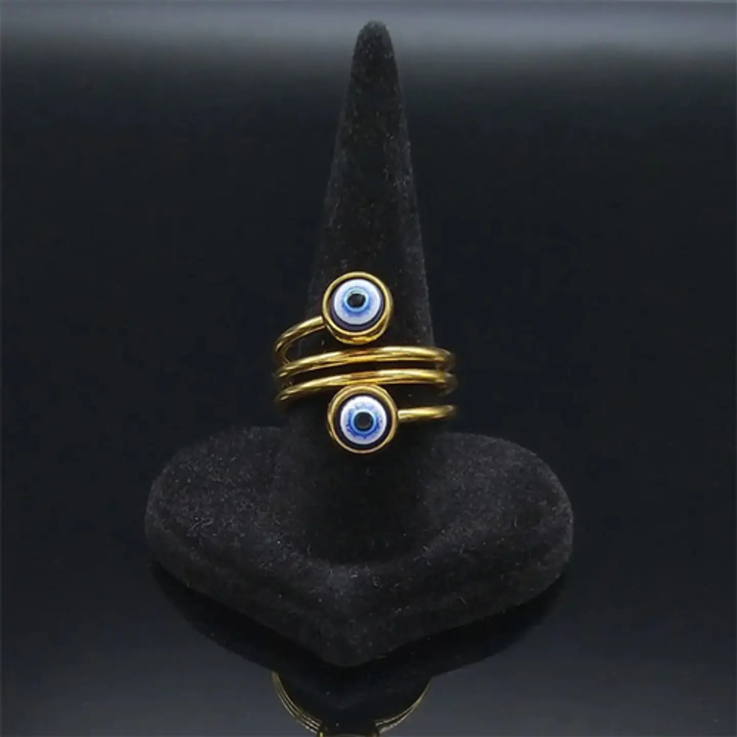 Anillo Amuleto Mujer Con Ojo Del Mal Turco Acero Color Oro 20