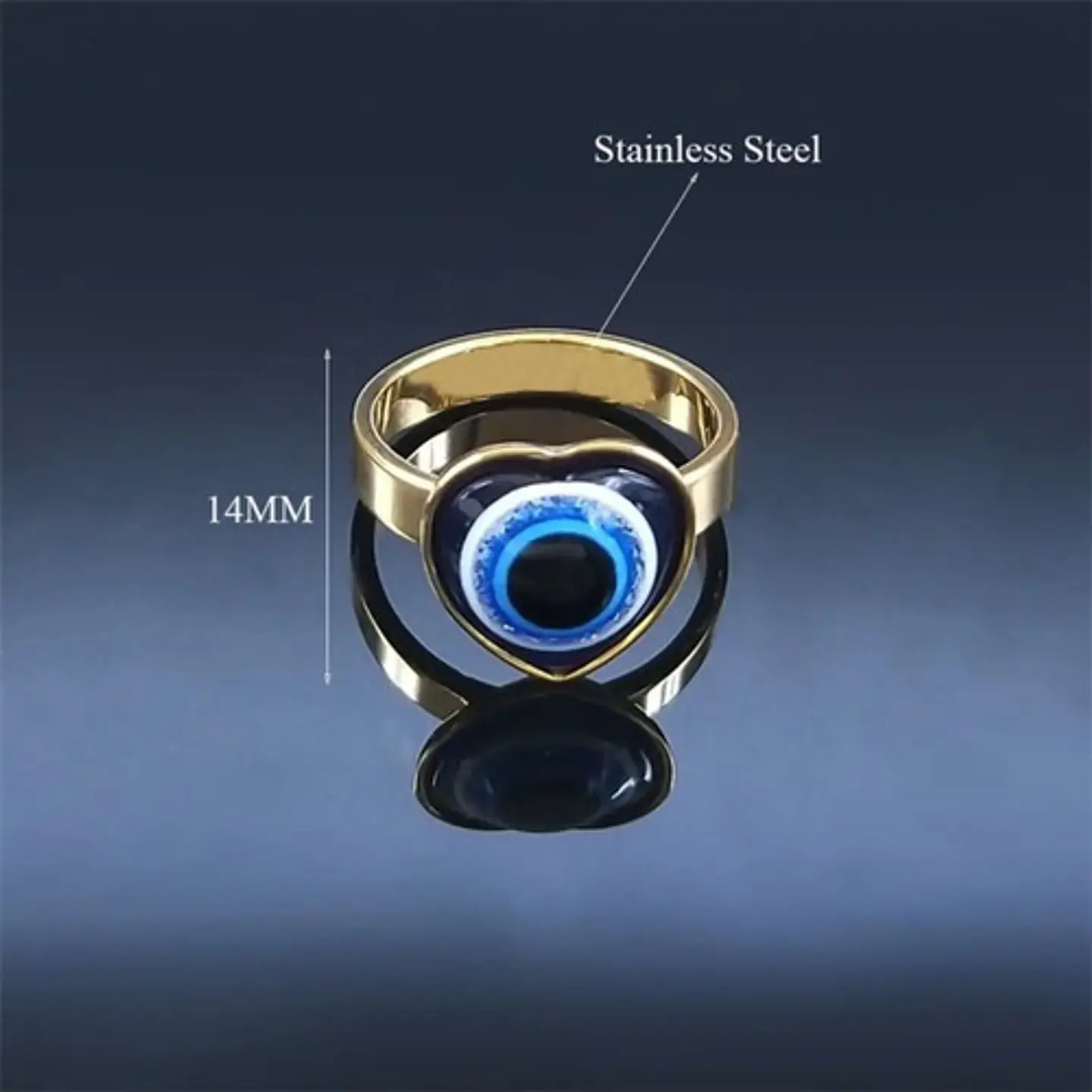 Anillo Amuleto Mujer Con Ojo Del Mal Turco Acero Color Oro 27