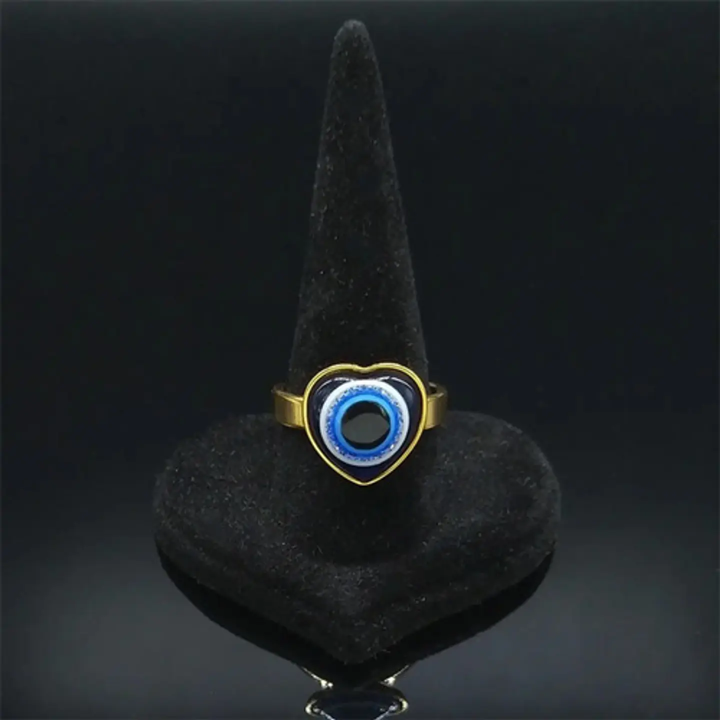 Anillo Amuleto Mujer Con Ojo Del Mal Turco Acero Color Oro 29
